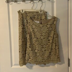 Vintage Jones New York Beige Gold Lace Top size 4 and Skirt Size 6